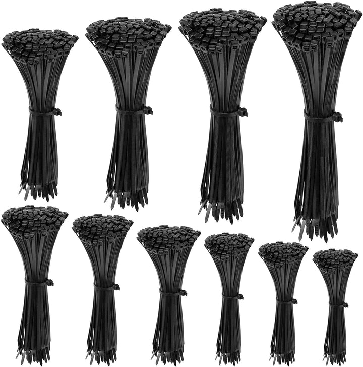 Polyamid-Kabelbinder-Set, 1000 Stück (1000 Stücke, Schwarz) 1000 Stücke Schwarz, 1000 Stücke Schwarz