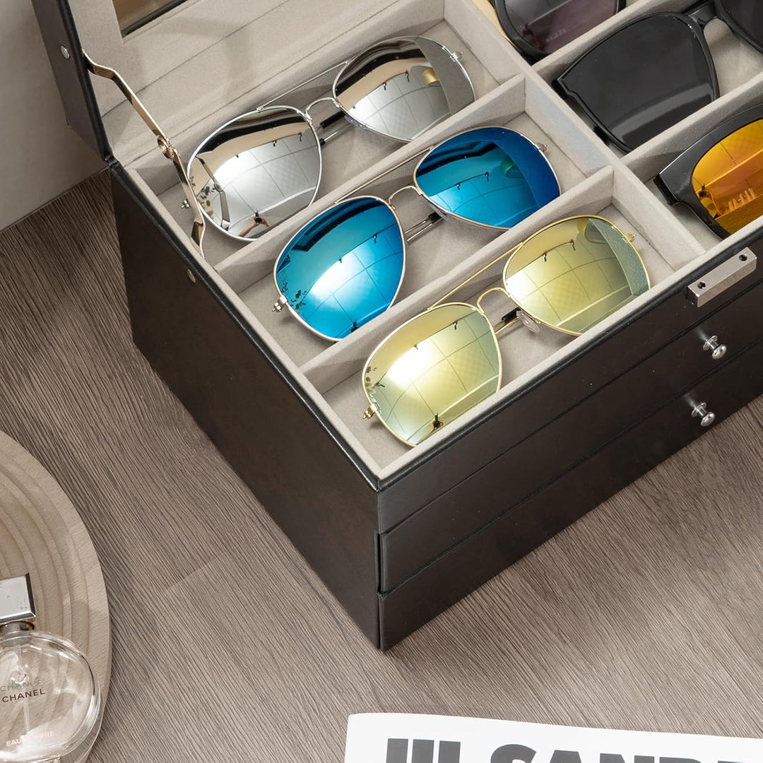 ProCase Brillenbox Sonnenbrillen Displaybox Aufbewahrungsbox aus Leder Brillenschatulle Brillenkoffe