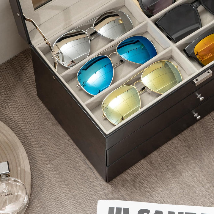 ProCase Brillenbox Sonnenbrillen Displaybox Aufbewahrungsbox aus Leder Brillenschatulle Brillenkoffe