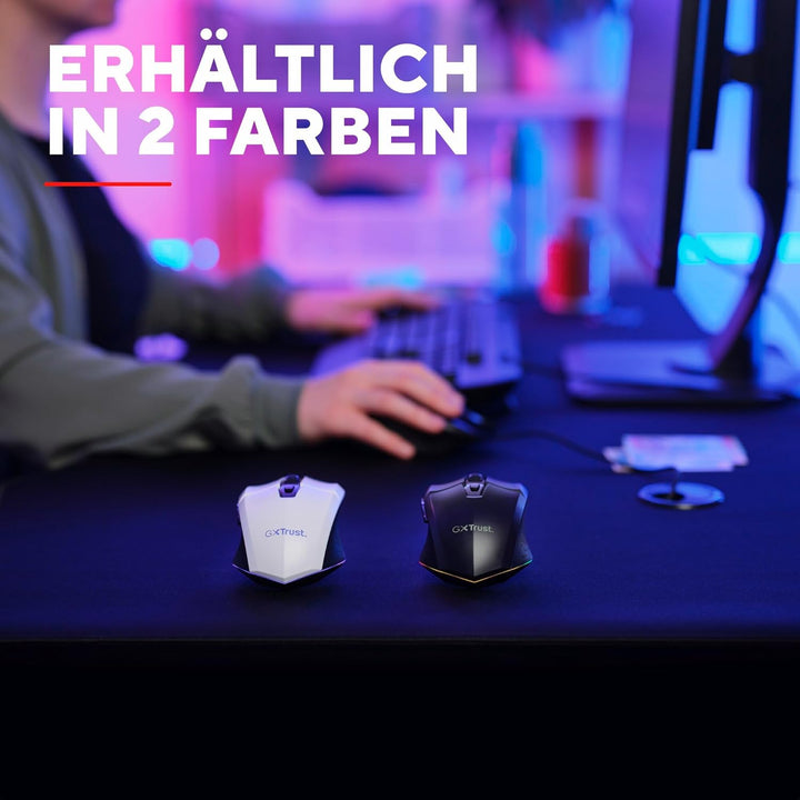 GXTrust 1108 Vylax Wiederaufladbare Kabellose Gaming Maus, 80 Stunden Akkulaufzeit, Verstaubarer USB