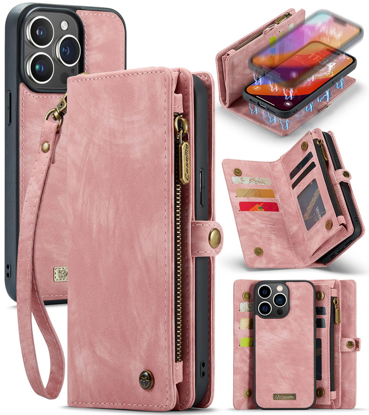 UFinetech für iPhone 15 Pro Max Hülle, Flip Leder TPU Stossfeste Kartenfach Tasche Handyhülle für iP
