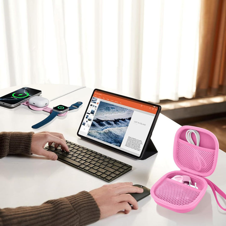 co2CREA Hart Tragbare Schutzhülle Etui Tasche für Anker MagGo 3-in-1 Kabellose Ladestation MagSafe-K