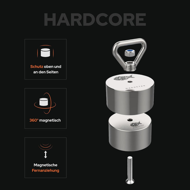 Magnetar - Magnetfischen Set für Frauen - Allround 600kg Bergemagnet - Magnetangel Paket mit Cap/Sei