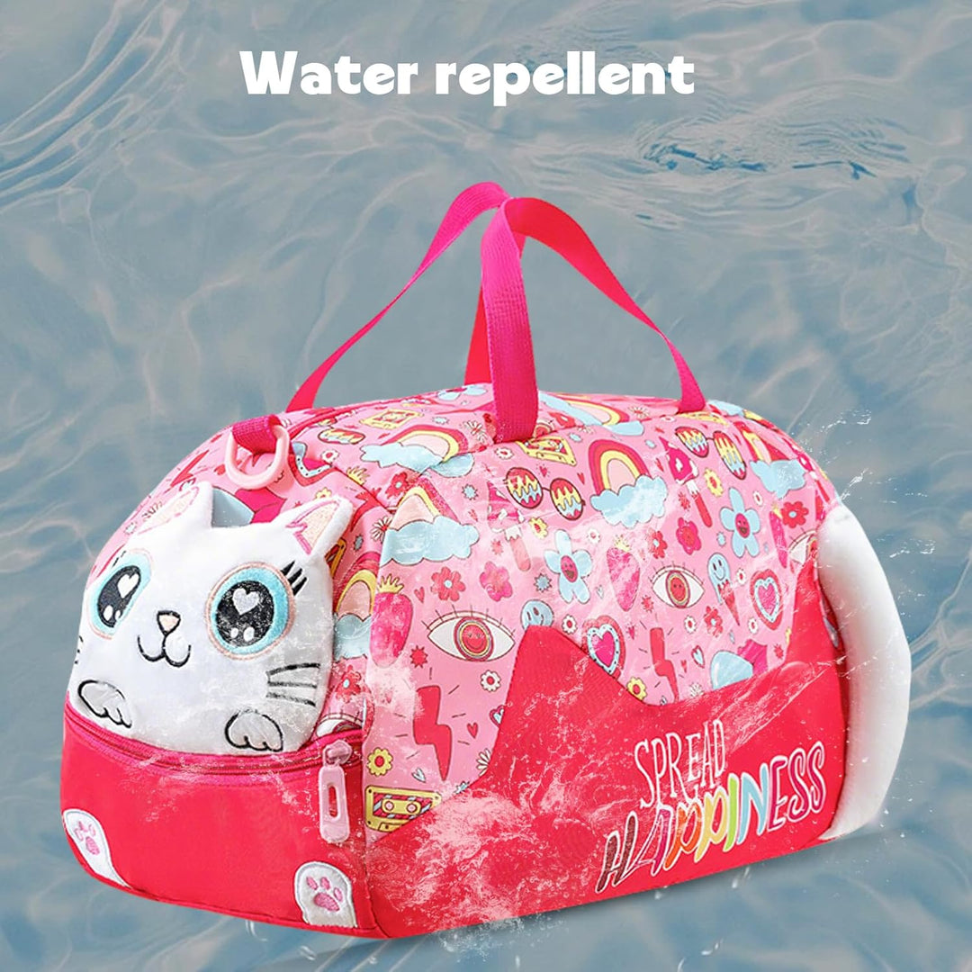 Sporttasche Kinder Schwimmtasche Mädchen Süsse Katze Badetasche Wasserdicht Weekender Reisetasche Üb