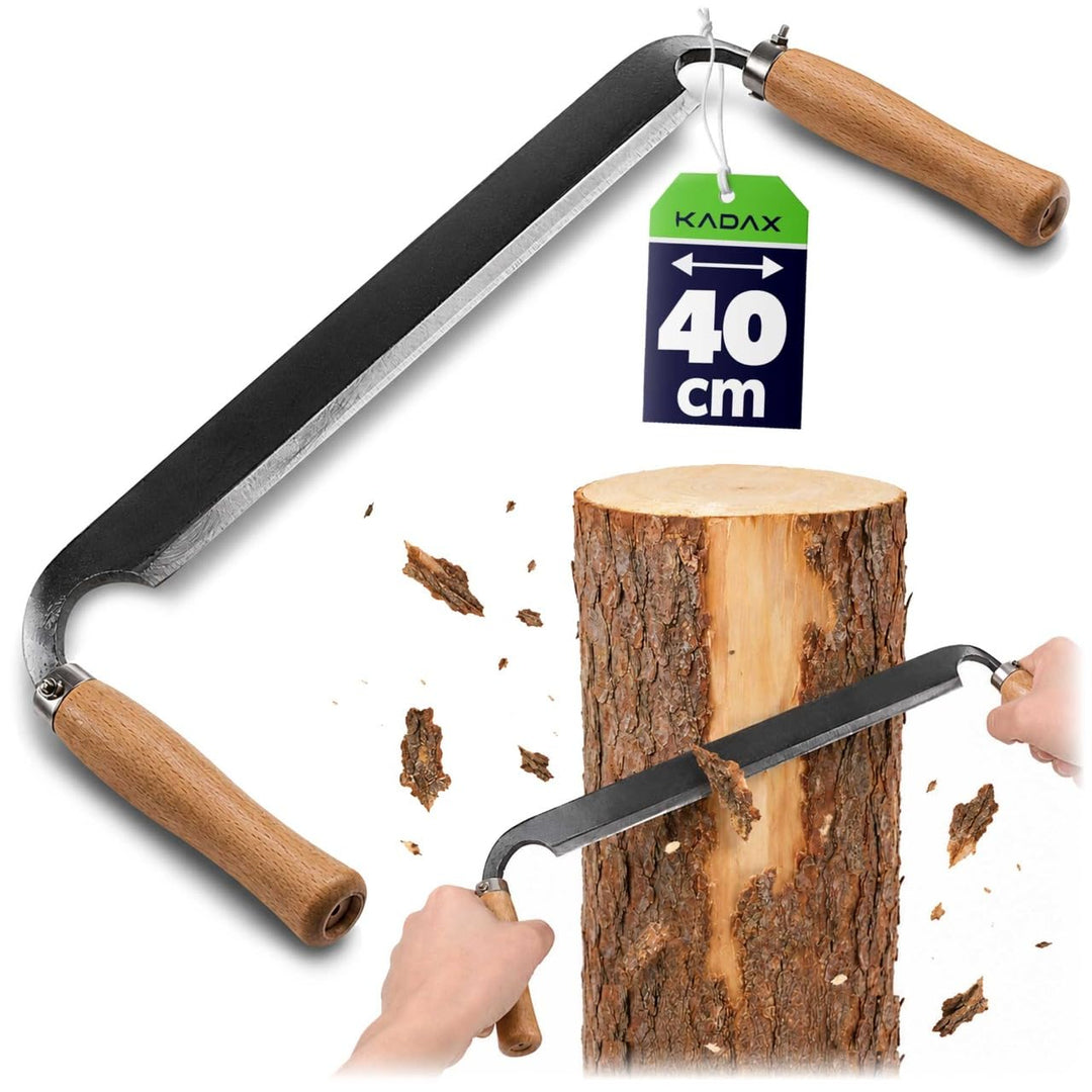 KADAX Zugmesser 280 mm für Holzbearbeitung, Ziehmesser mit gerader Klinge und zwei Holzgriffen, Rind