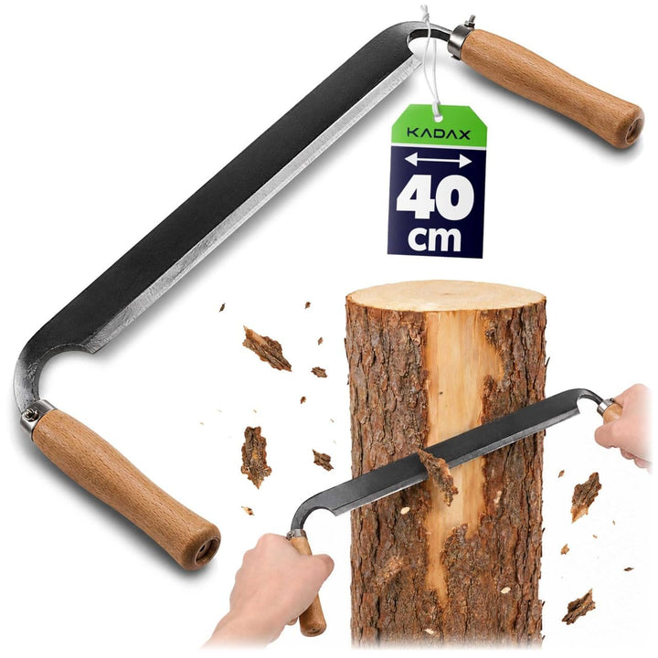 KADAX Zugmesser 280 mm für Holzbearbeitung, Ziehmesser mit gerader Klinge und zwei Holzgriffen, Rind