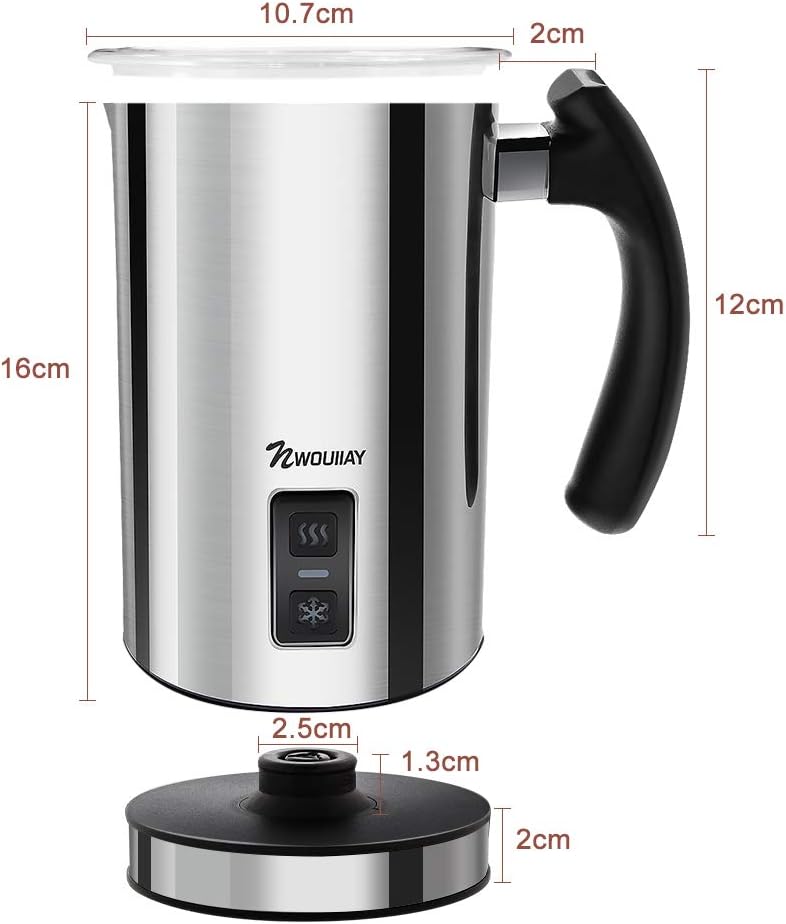 NWOUIIAY Milchaufschäumer Elektrisch 500W Edelstah Automatischer Milchschäumer 240ml Für heissen und