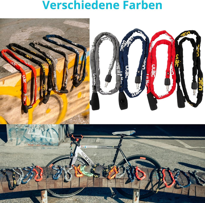 Vorhängeschloss Python Supreme | Kette 4 mm Diebstahlsicherung 120 cm | gehärteter Stahl und Nylon |