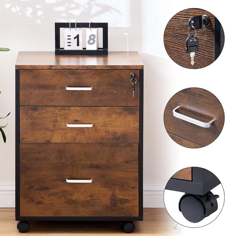 sogesfurniture Rollcontainer, Aktenschrank, Büroschrank, Aufbewahrungsschrank auf Rollen, abschliess