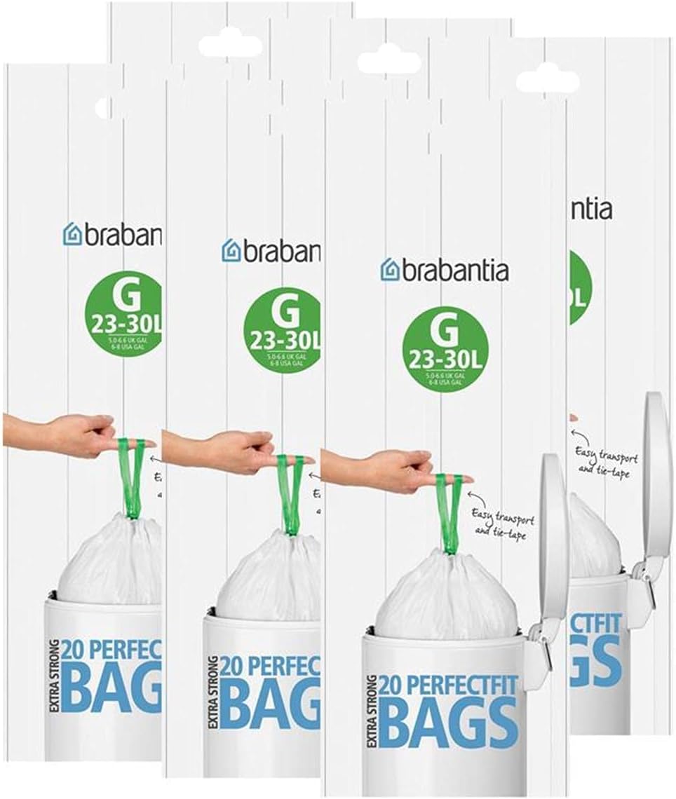 Brabantia Smartfix Slimline Müllbeutel, 23-30 Liter, Code G 20 stück (6er Pack), 20 st&#xFC;ck (6er