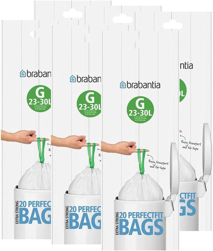 Brabantia Smartfix Slimline Müllbeutel, 23-30 Liter, Code G 20 stück (6er Pack), 20 st&#xFC;ck (6er