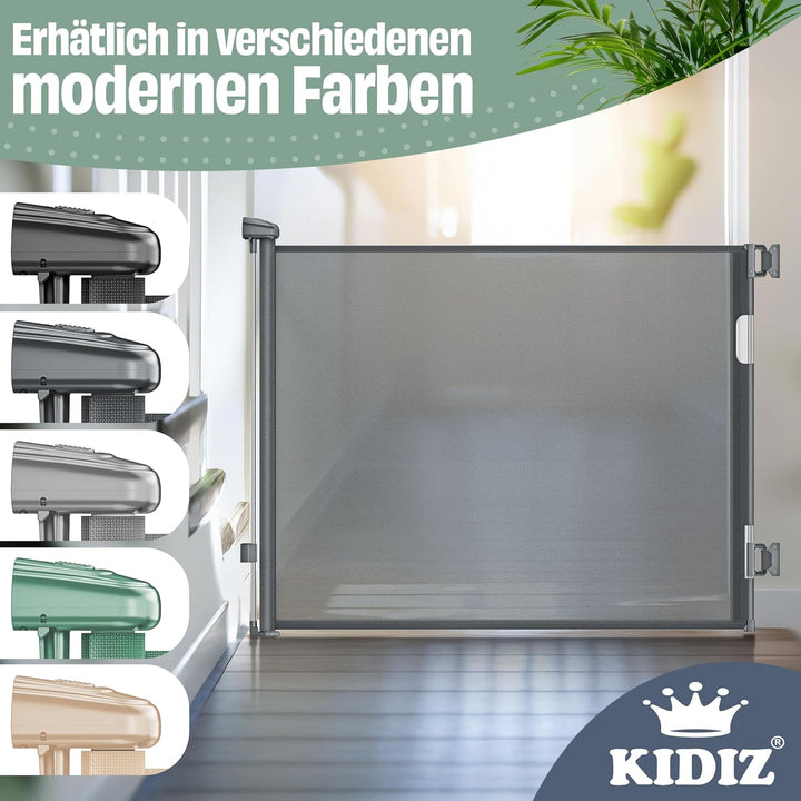 KIDIZ® Treppenschutzgitter Türschutzgitter ausziehbar 0-180CM | kindersicheres Treppengitter für Bab
