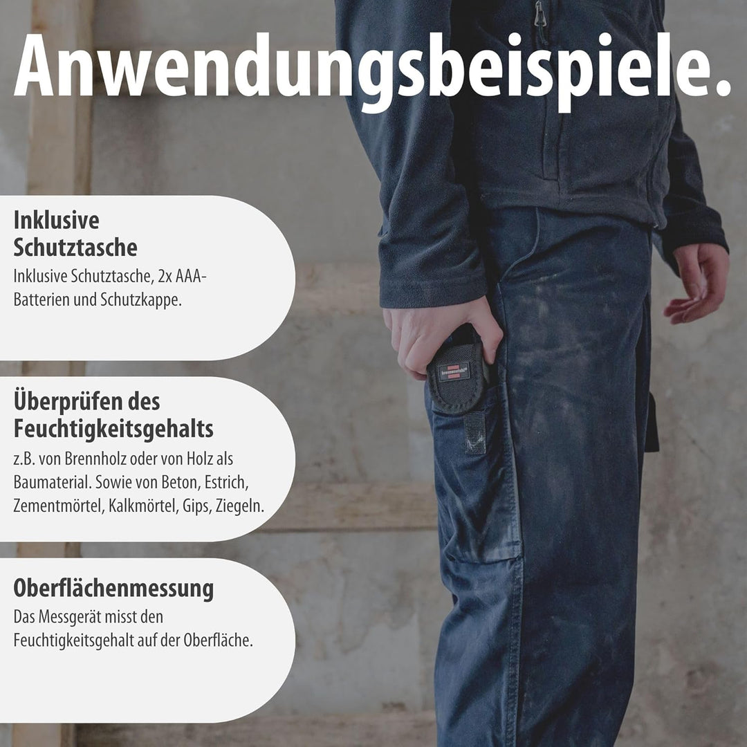 Brennenstuhl Feuchtigkeitsmessgerät FM-01 (Feuchtigkeitsmesser für Holz oder Baustoffe, Holzfeuchtem