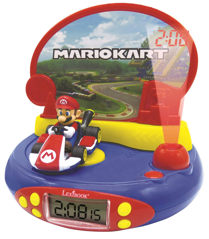 Lexibook RP500NI Mario Kart Nintendo Projektor-Wecker mit Klingeltönen, Eingebautes Nachtlicht, Proj