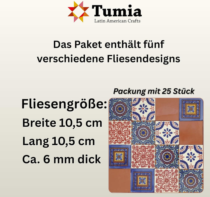 Eine Packung von 25 mexikanischen handgemachten Talavera, 10,5 cm Fliesen