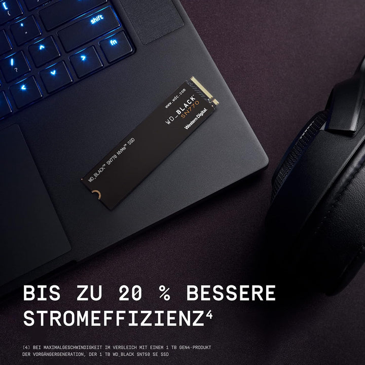 WD_BLACK SN770 NVMe SSD 2 TB (High-Performance, Gaming, PCIe Gen4, M.2 2280, Lesen 5.150 MB/s, Schre