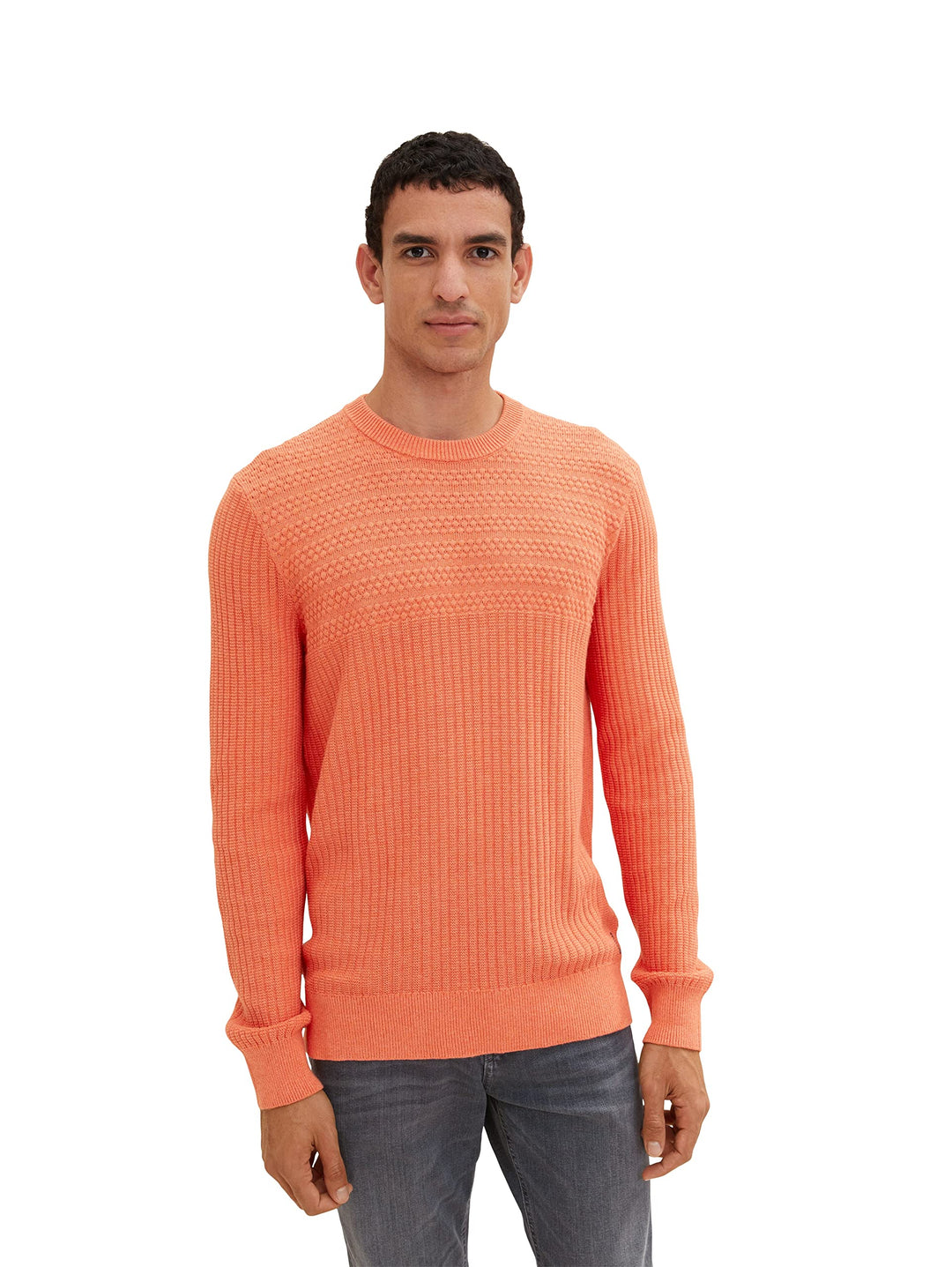 TOM TAILOR Herren Strickpullover S 11834 - Soft Peach Orange, S 11834 - Soft Peach Orange
