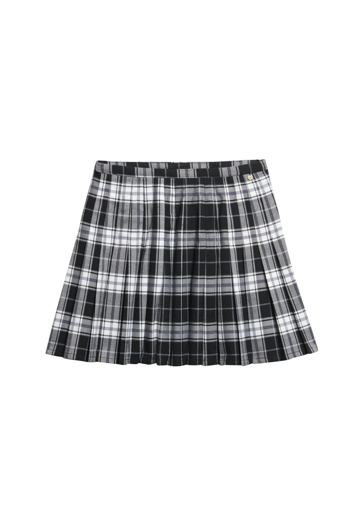 Superdry Damen Kariert, Gefaltet, Mini Rock 36 Kariert, Weiss/Schwarz, 36 Kariert, Weiß/Schwarz