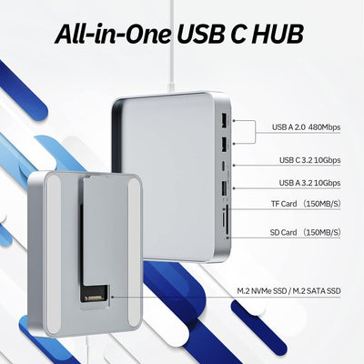 Minisopuru USB C Hub für iMac 24 Zoll 2021/2023, iMac Zubehör unterstützt M.2 NVMe SSD, iMac USB Hub