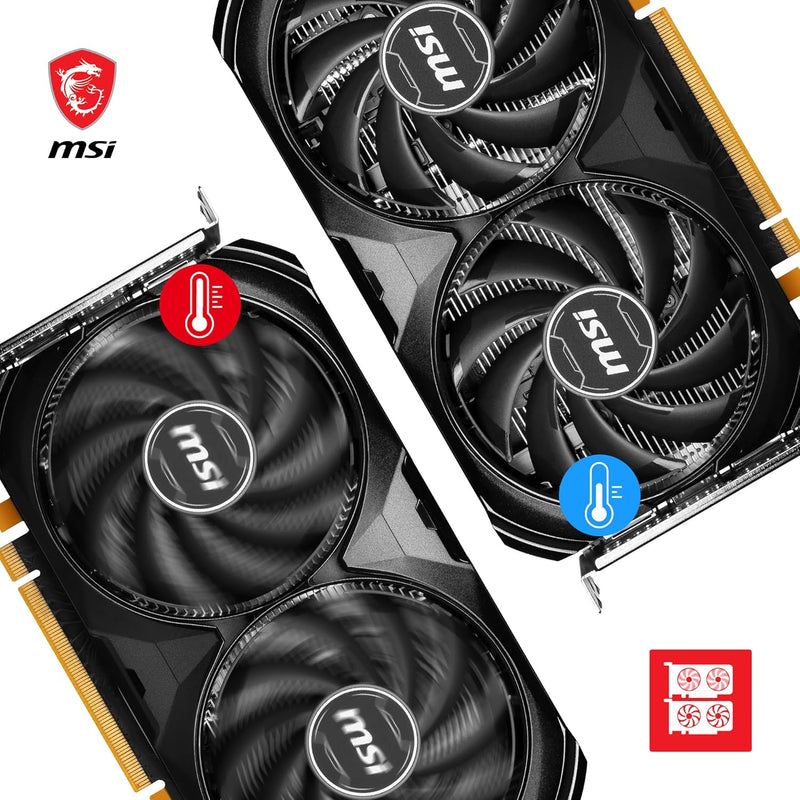 MSI GeForce RTX 4060 Ventus 2X Black 8G OC Grafikkarte -NVIDIA RTX 4060, 8 GB GDDR6 Speicher, 17 Gbp