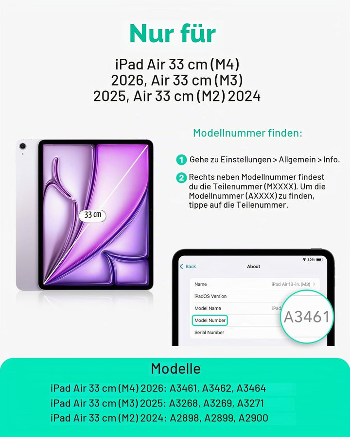ESR für iPad Air 13 Zoll M4/M3/M2 Hülle (2026/2025/2024), drehbare Hülle mit Abnehmbarer Magnetabdec