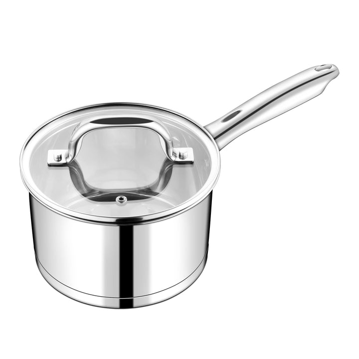 TEAMFAR Stielkasserolle 16cm, Edelstahl Milchtopf Kochtopf Induktion mit 3-Lagen Boden für alle Herd