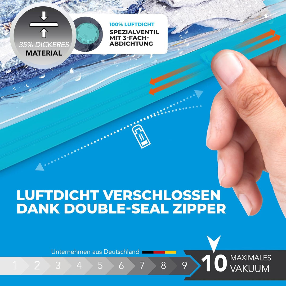 Vakuumbeutel für Kleidung [6 Stück] Medium (50x70 cm) - INKL. ETIKETTEN - mittel grosse Vakuumierbeu