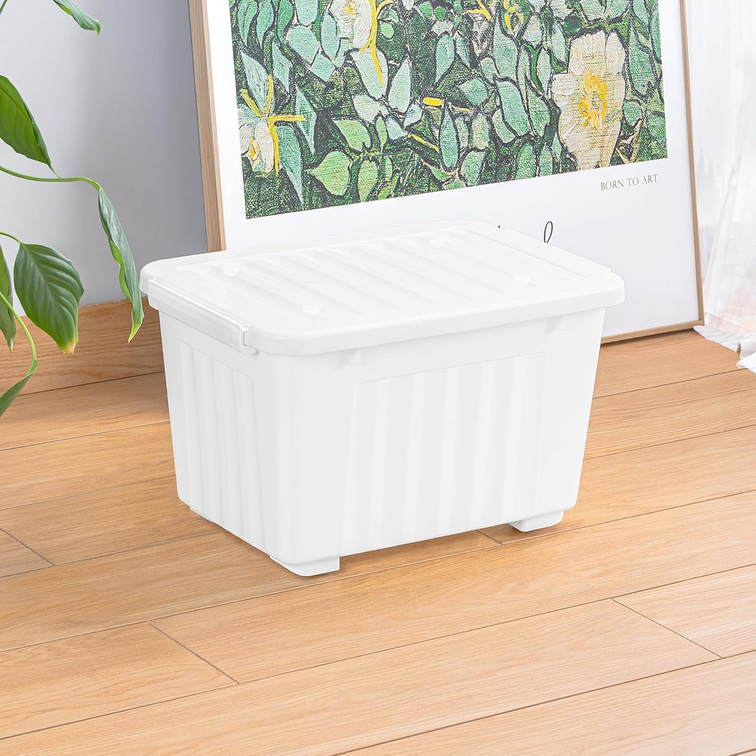 Cetomo,35L,6er-Pack, Aufbewahrungsbox mit deckel,Aufbewahrungsboxen, mit Clips, stapelbar, Wohnzimme