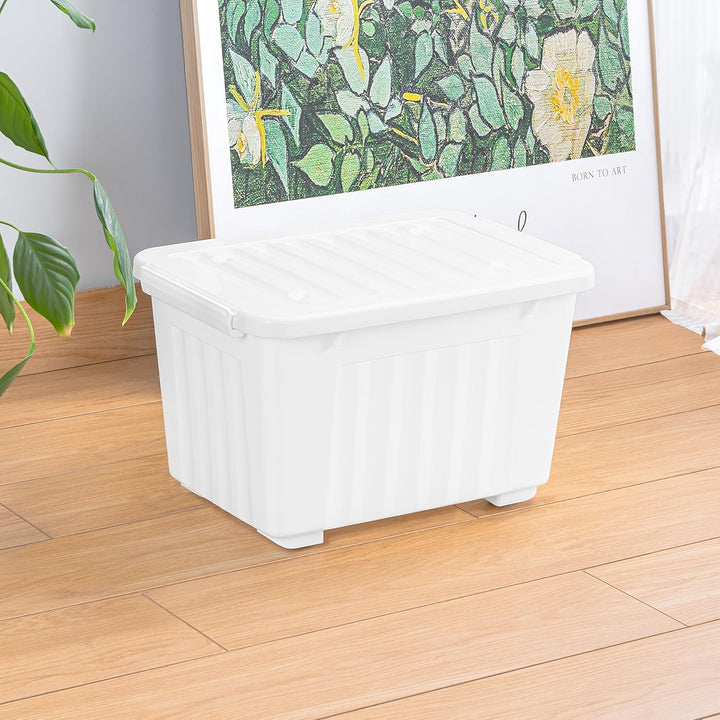 Cetomo,35L,6er-Pack, Aufbewahrungsbox mit deckel,Aufbewahrungsboxen, mit Clips, stapelbar, Wohnzimme