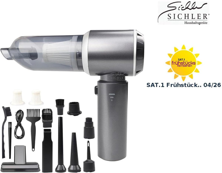 Sichler Haushaltsgeräte Akkusauger: 3in1-Akku-Handstaubsauger & Gebläse, 25 kPa, 3 Stufen, Brushless