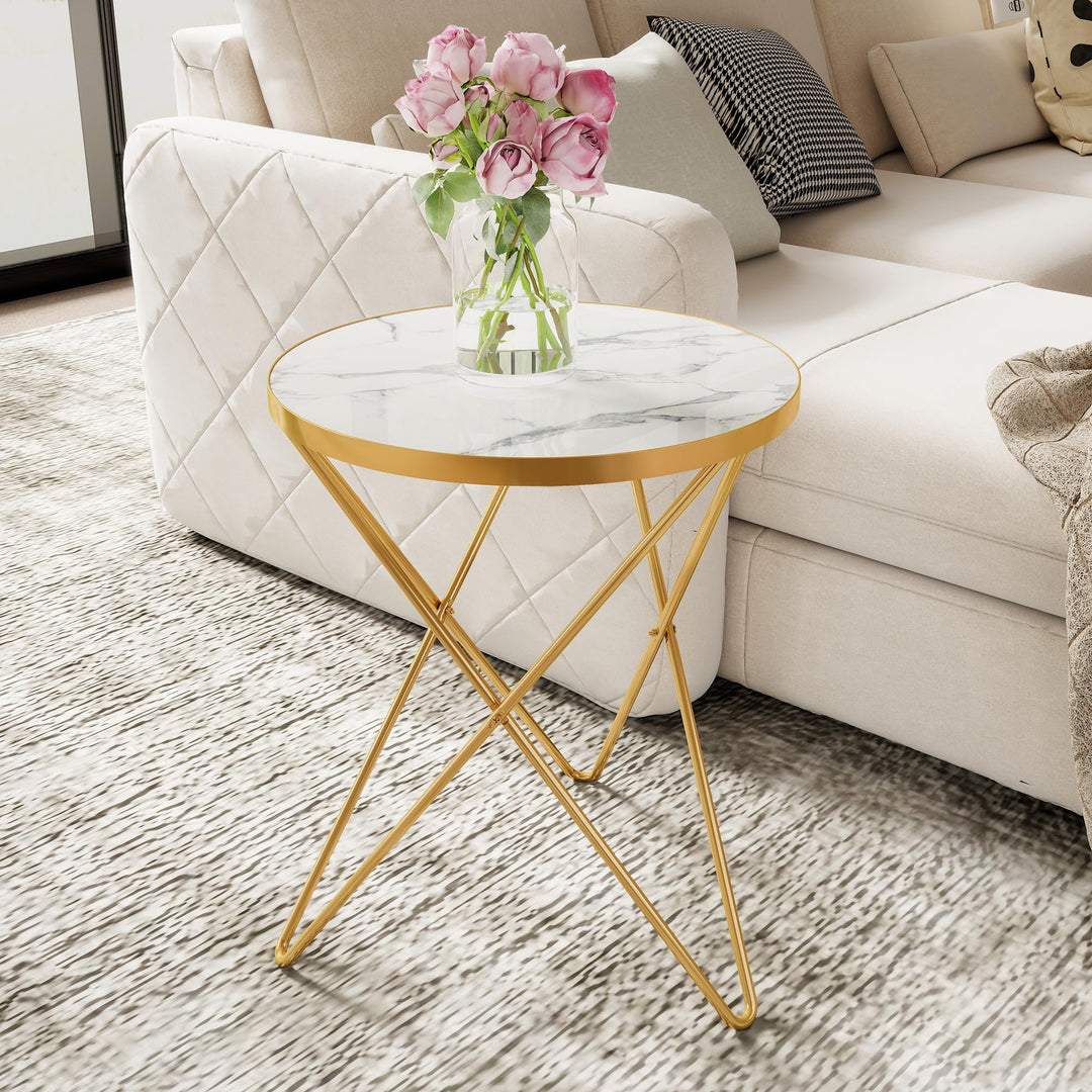 HOLTICO Couchtisch, Beistelltisch rund, Wohnzimmertisch, Kleiner Tisch, Sofatisch für Wohnzimmer, We