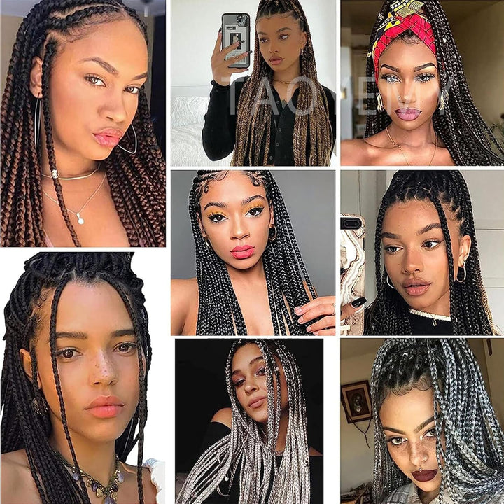 TAOYEMY Box Crochet Braids Haarverlängerungen 6 Packs 24 Zoll Synthetische Flechtfrisur 22 Stränge/P