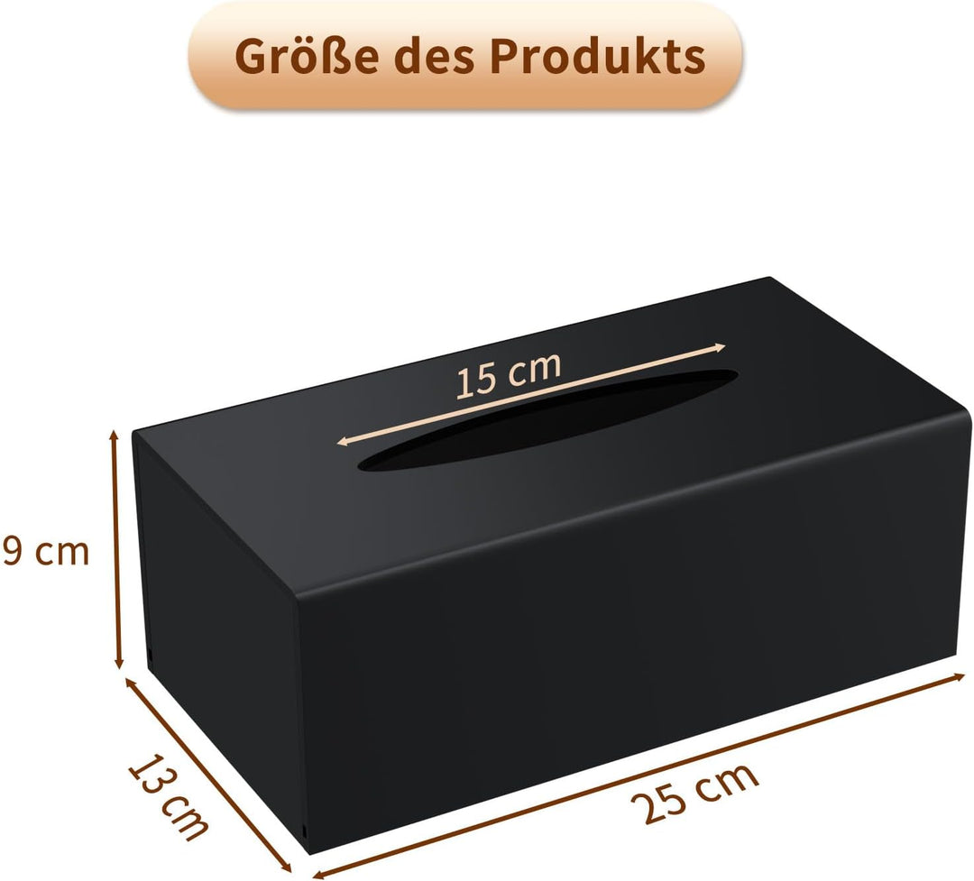 AITEE Acryl Kosmetiktücherbox: 25×13×9 cm Mattschwarz Tücherbox mit Magnetabdeckung für Esszimmer Ba