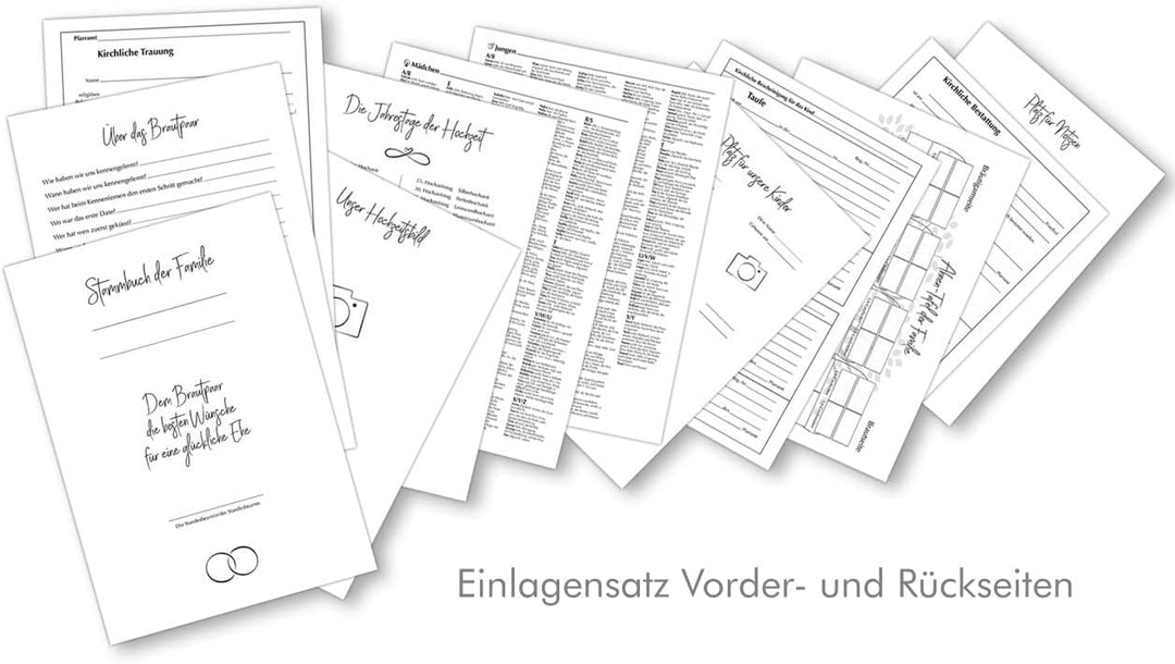 A4 Stammbuch Rina helles Grau Stammbuch der Familie Hochzeit Standesamt incl. 11 Prospekthüllen