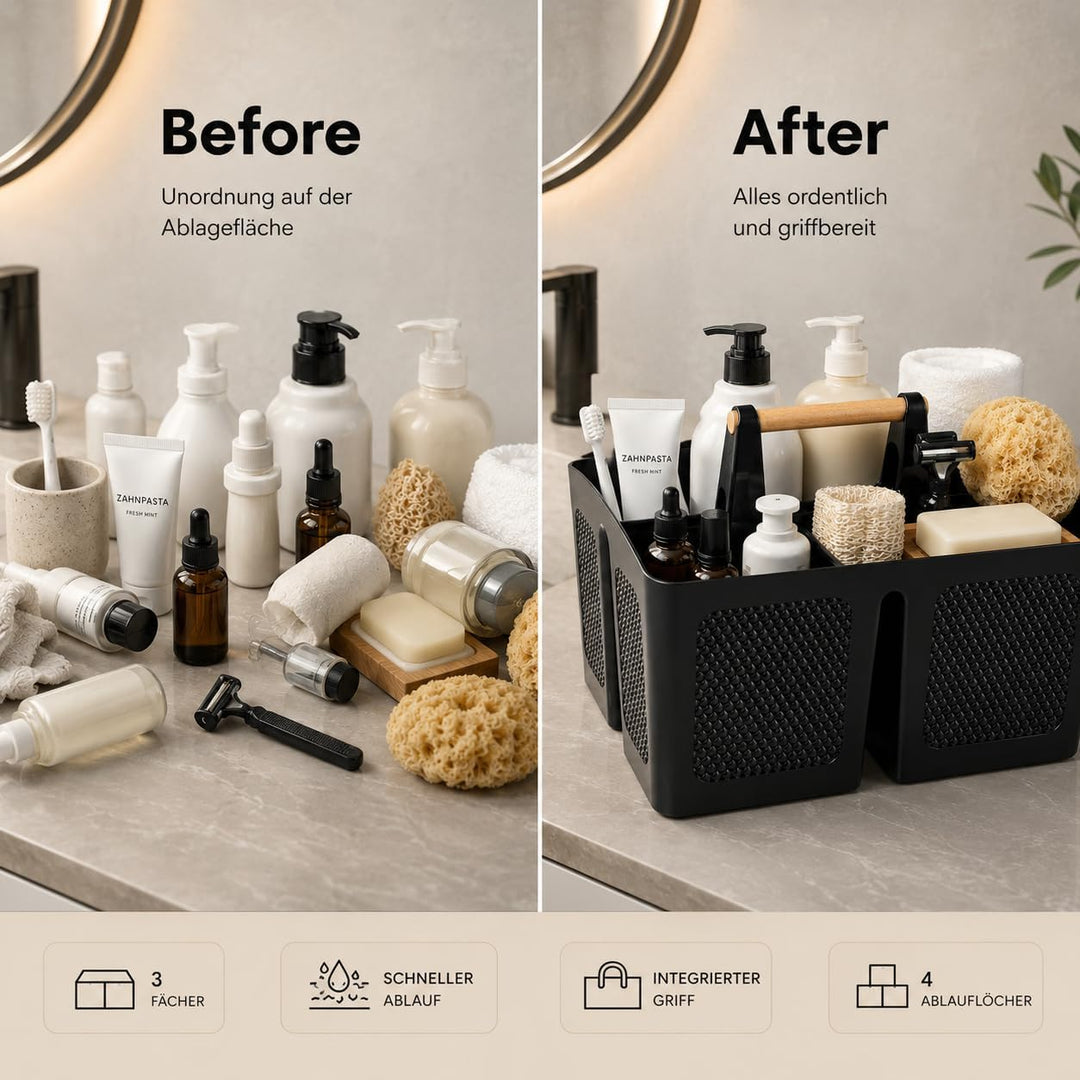 ALINK Portable Dusche Caddy Korb mit Fächern, Kunststoff geteilt Reinigung Caddy Organizer Storage T