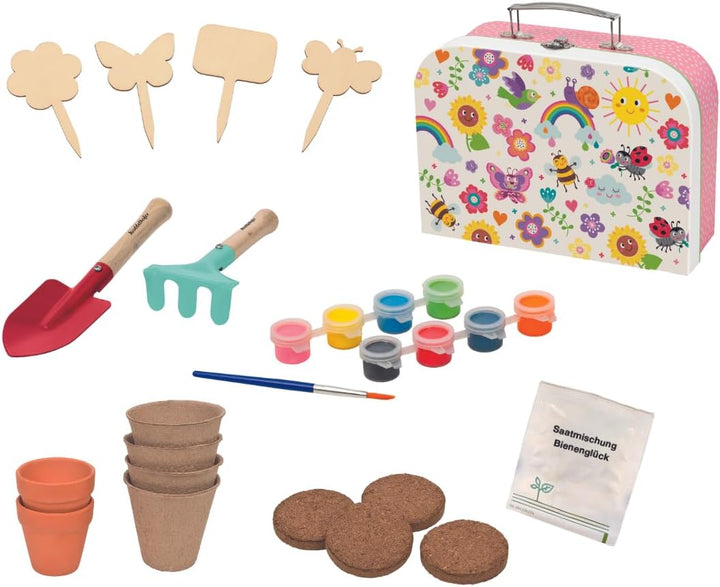 moses 016168 Krabbelkäfer Blumenkoffer-Gartenset, grosses Mal DIY-Set zum Säen, Anzüchten, Pflegen u