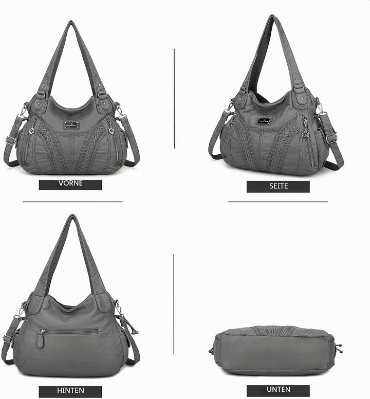 AngelKiss Handtasche Damen Schultertasche Multifunktionale Umhängetaschen Wasserdicht PU Veganes Led