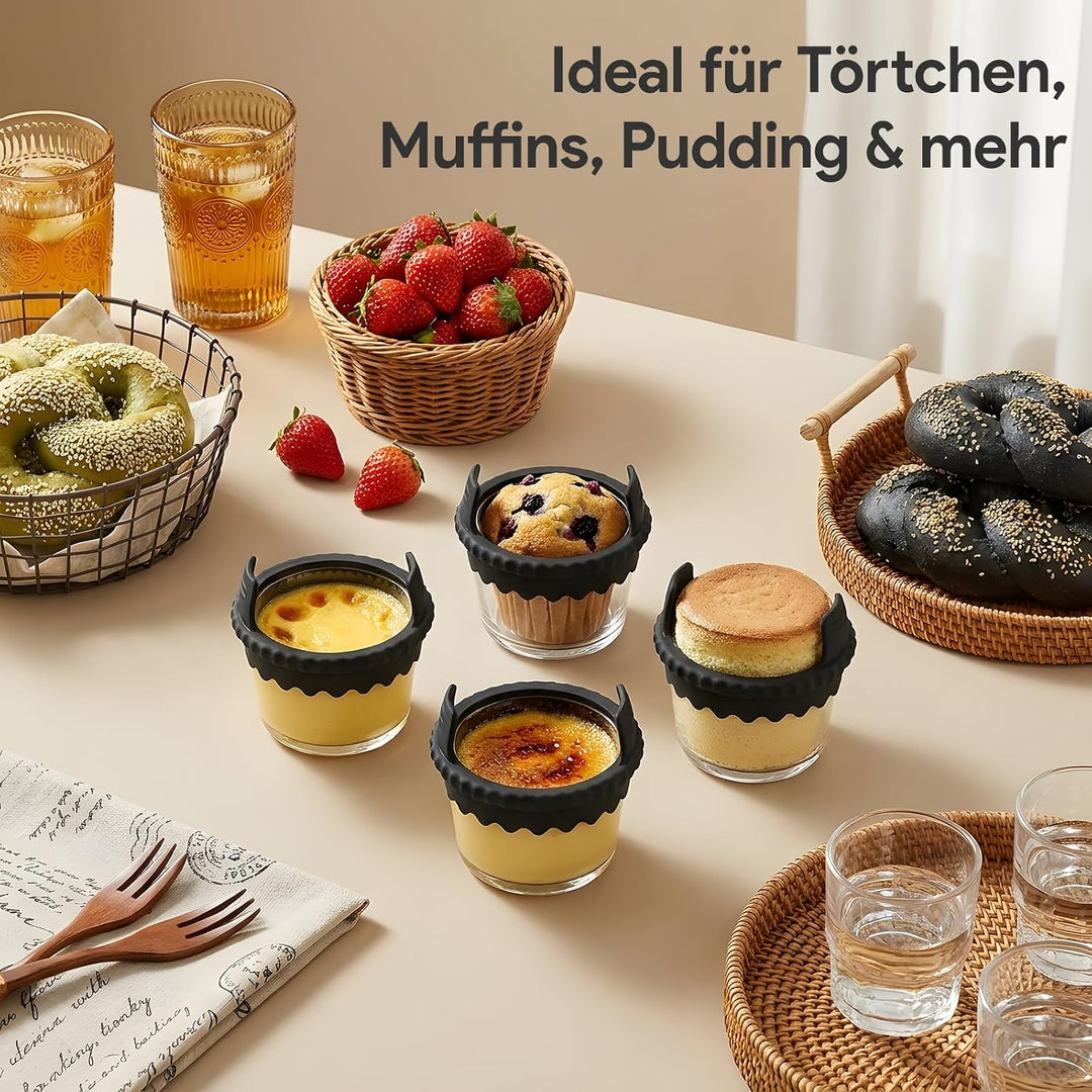 4 Stück Glas Muffinform für Heissluftfritteuse, Heissluftfritteuse Antihaftbeschichtet, Wiederverwen