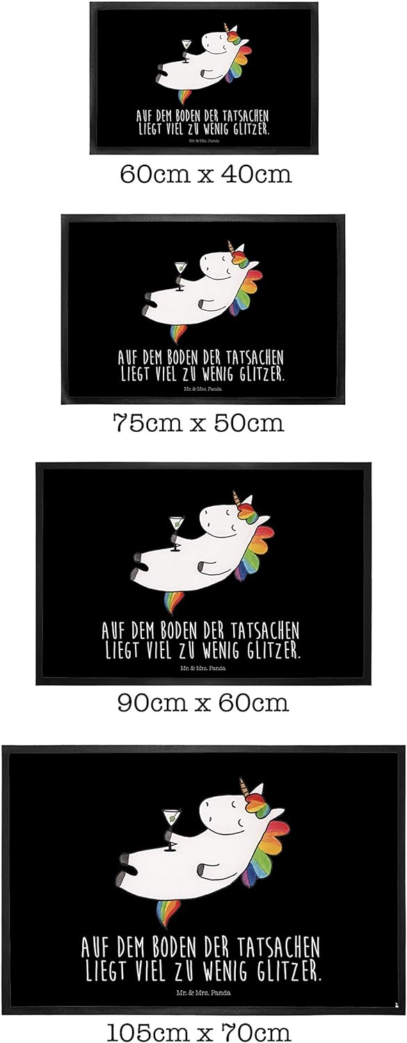 Mr. & Mrs. Panda 50 x 75 cm Fussmatte Einhorn Cocktail - Geschenk, Unicorn, Schmutzmatte, Türvorlege