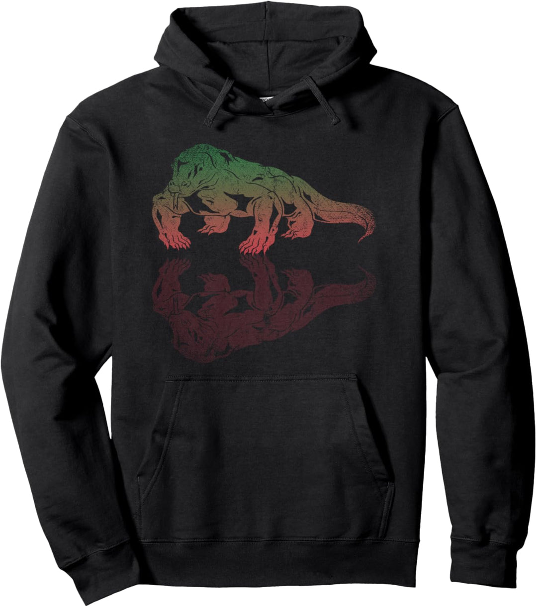 Komodo Drache Spiegelung Reptil Echse Buntes Komodowaran Pullover Hoodie