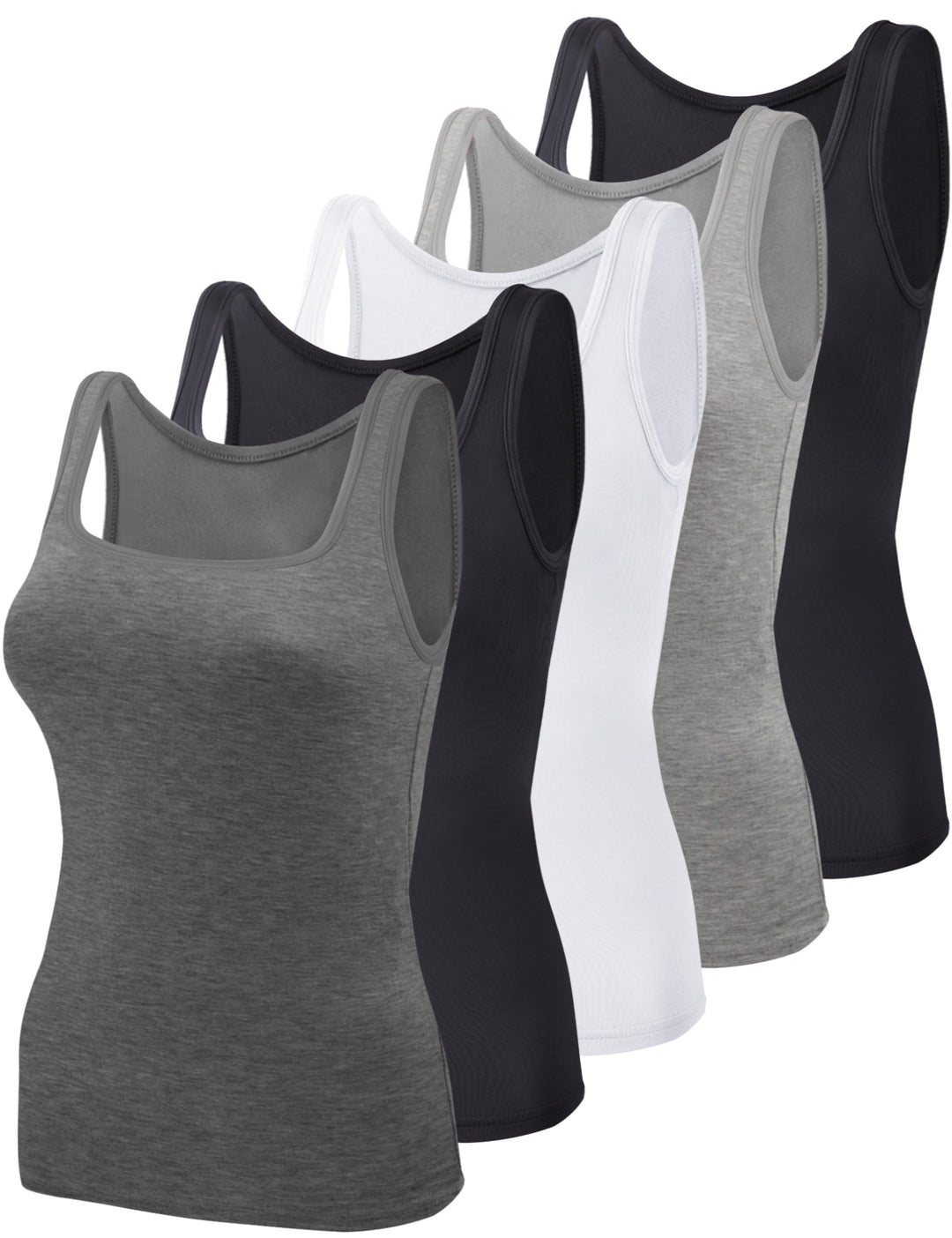BQTQ 5 Stück Unterhemd Damen Tank Top mit Quadratischem Ausschnitt, Elastische Tank Tops Camisole Cr