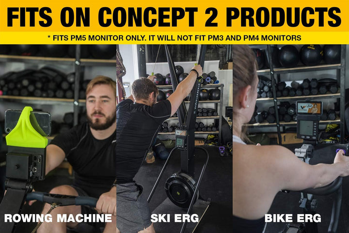 Phone Holder Made for PM5 Monitors of Concept 2 Rower, SkiErg and BikeErg - Silicone Smartphone Crad
