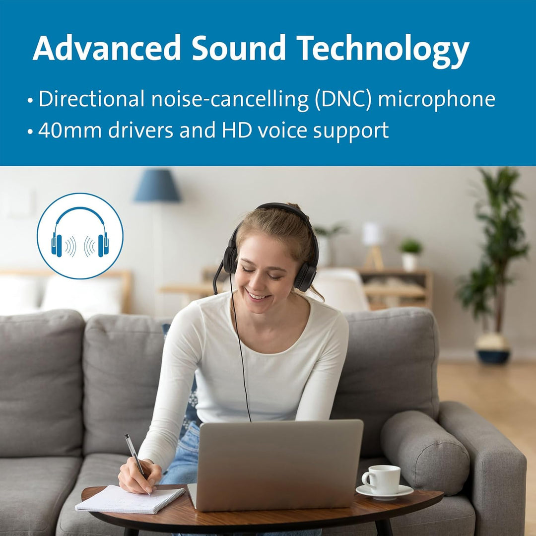 Kensington H1000 USB-C On Ear-Headset, Ultrabequemer HD-Audio-Kopfhörer mit Mikrofon und Kabel, Prof