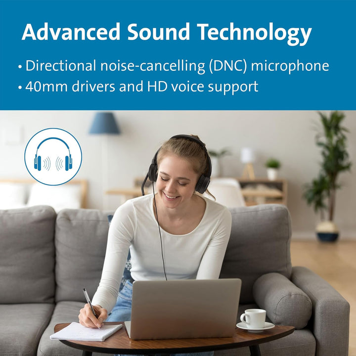 Kensington H1000 USB-C On Ear-Headset, Ultrabequemer HD-Audio-Kopfhörer mit Mikrofon und Kabel, Prof