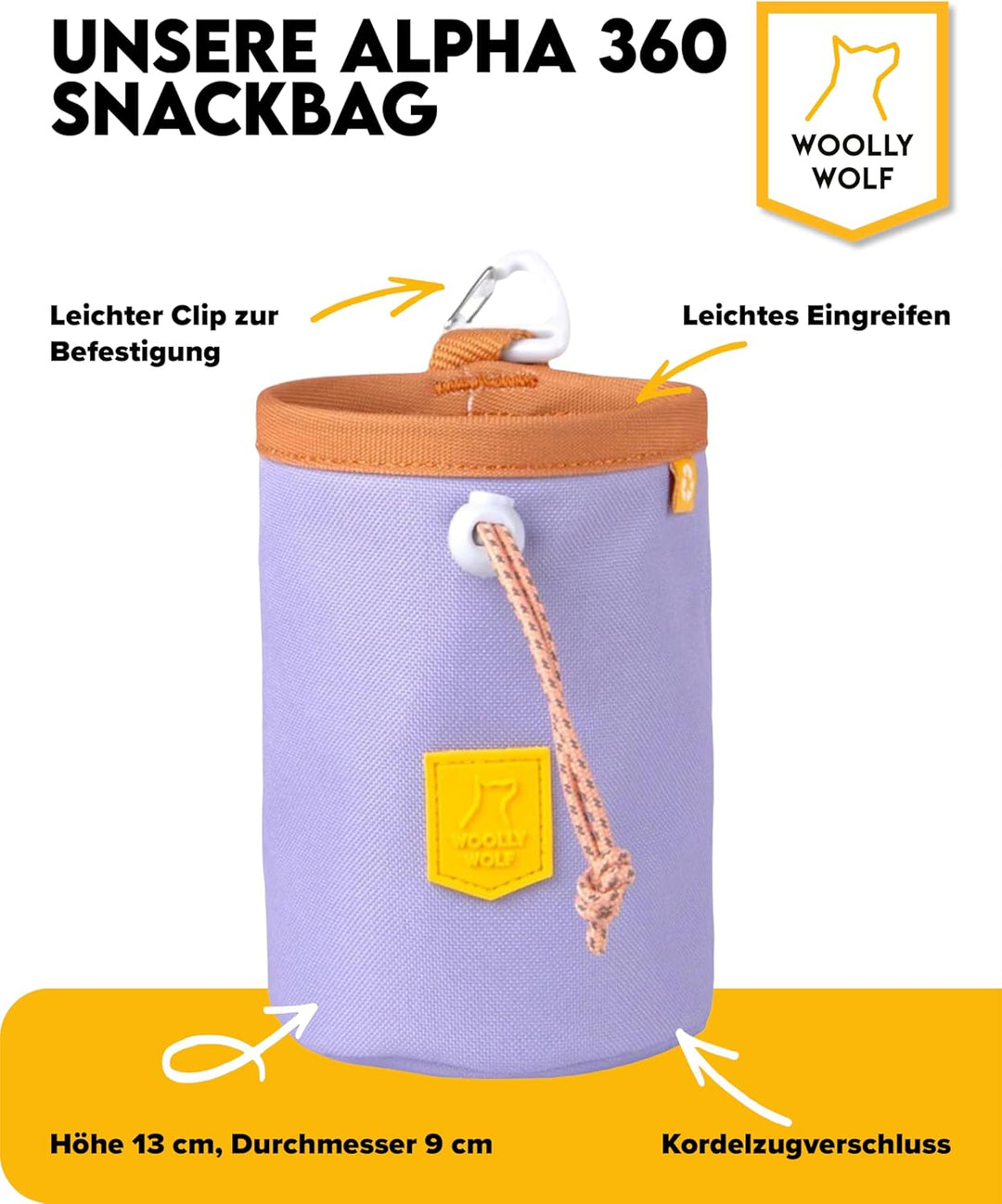 Woolly Wolf Alpha 360 Snack Bag Lavender Mix One Size - Leckerlitasche für Hunde, praktischer Futter