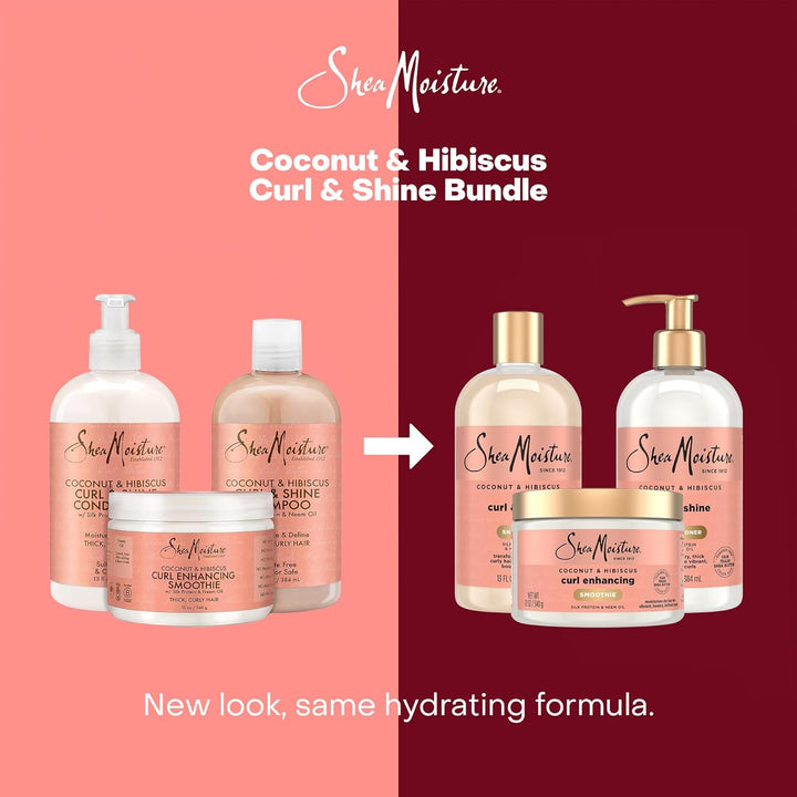 Shea Moisture Coconut & Hibiscus Curl TRIO: Includes Curl & Shine Shampoo, Curl & Shine CONDITIONER,