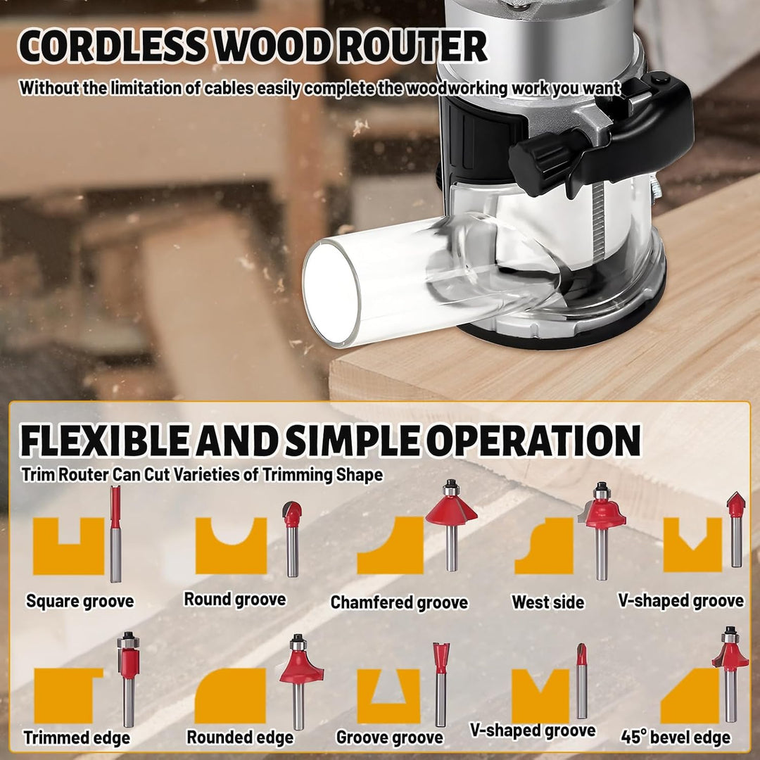 Kabelloser Handfräser für DeWalt 20 V Akku, 21 V 800 W Handflächenfräser für Holzbearbeitung, Handka