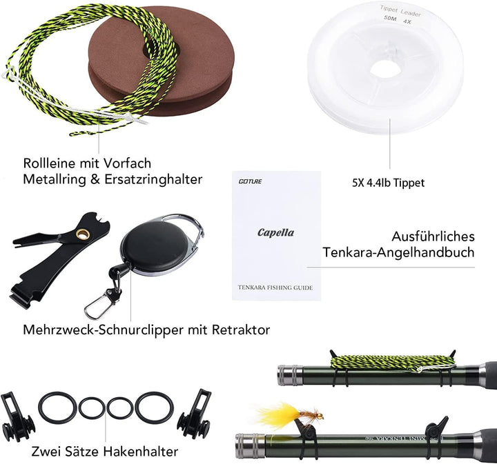 Goture Angelset-Fliegenfischen Angelset-Angelset Komplett-Angelset Forelle-Angelrute Teleskop/Fliege