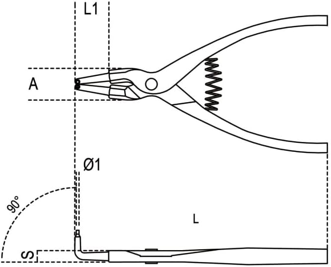 Beta 1038 175 - Zangen mit um 90° gebogenen Backen, für Sicherungsringe mit Aussenspannung, Griffe m