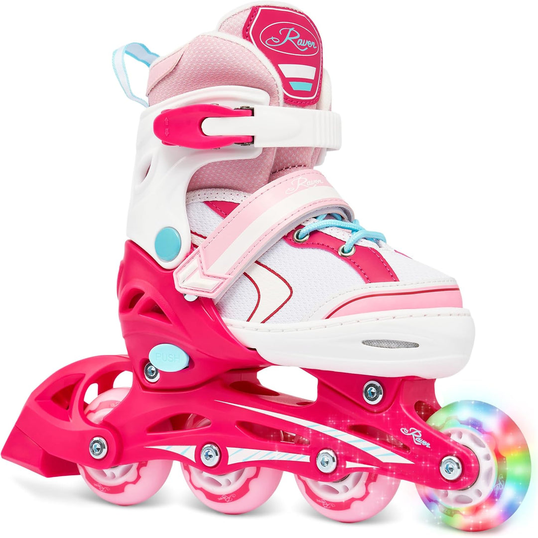 Kinder Inline Skates Inliner Raven Lia verstellbar mit LED Leuchtrad 30-33 (18-20,5cm) Raven Lia Pin